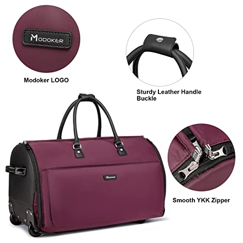 Modoker 3-in-1 Rolling Garment Duffle Bag with Wheels, 25in Red - color: 25in-Red