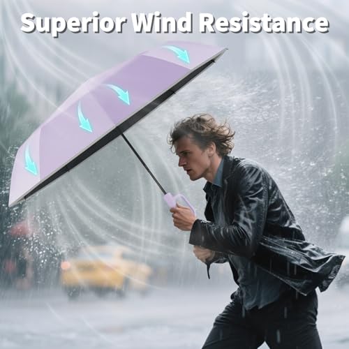 Seniny Travel Umbrella with UV Sun Protection, Large Rain Umbrellas - color: Purple