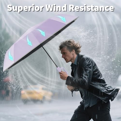 Seniny Travel Umbrella with UV Sun Protection, Large Rain Umbrellas - color: Purple