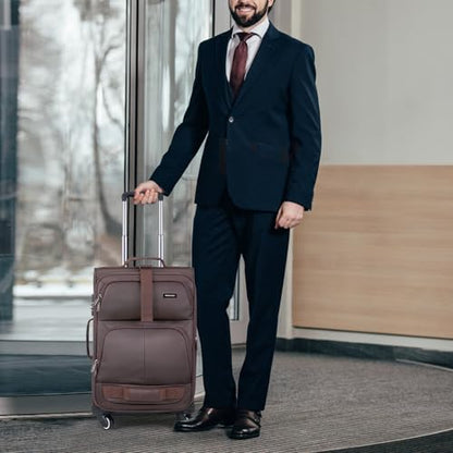 Hanke 24 Inch Softside Expandable Checked Luggage with 4 Spinner Wheels - color: Coffee, size: 24 Inch