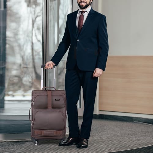 Hanke 28 Inch Softside Expandable Checked Luggage with 4 Spinner Wheels - color: Coffee, size: 28 Inch