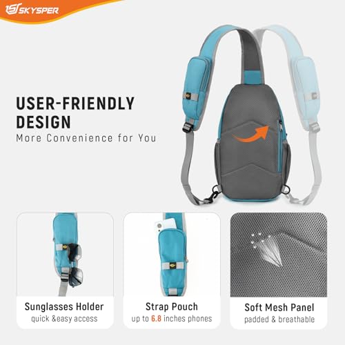 SKYSPER Sling Bag RFID Cross Body Bag Recycled Crossbody Backpack Travel Daypack - color: Teal