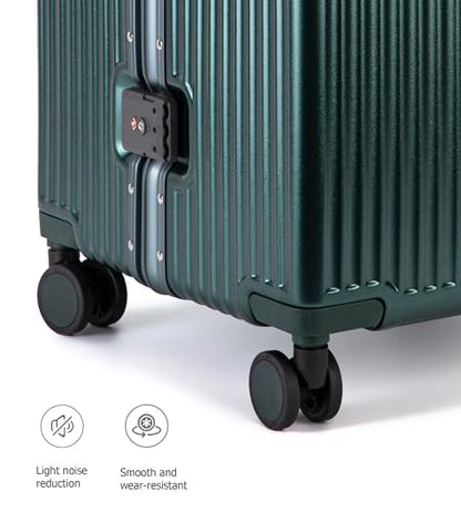 feilario Super Large Aluminum Frame Checked Zipperless Luggage - color: A4-Forest green, size: 30in