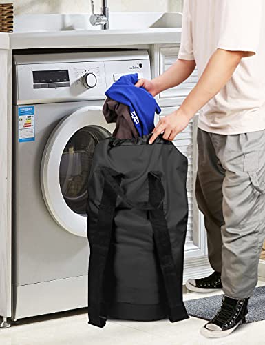 Dalykate Backpack Laundry Bag, 115L Large Hamper with Shoulder Straps, Drawstring Closure, Mesh Pocket, Black - color: Black