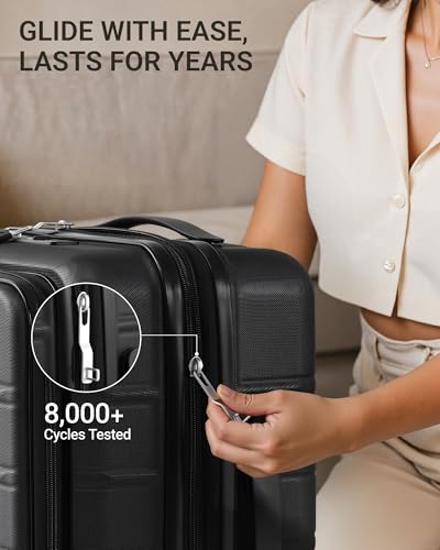 TAKUMI Suitcases with Wheels, Expandable Carry on Luggage, 3 Piece Set - color: Black, size: 20/24/28 Inch - 3-Piece Set