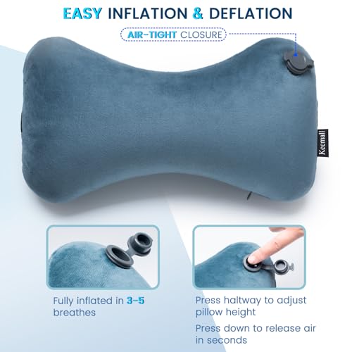 Keemall Inflatable Travel Neck Car Pillow Sleeping Road Trip Essentials - color: Soft Grey, size: Medium