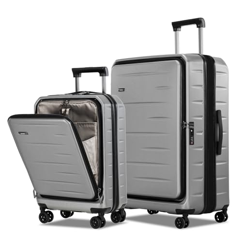 CENSIEN Expandable Luggage Sets, 20 Inch Carry On Luggage 28 Inch Suitcases - color: Gray, size: 20/28 Inch EXT