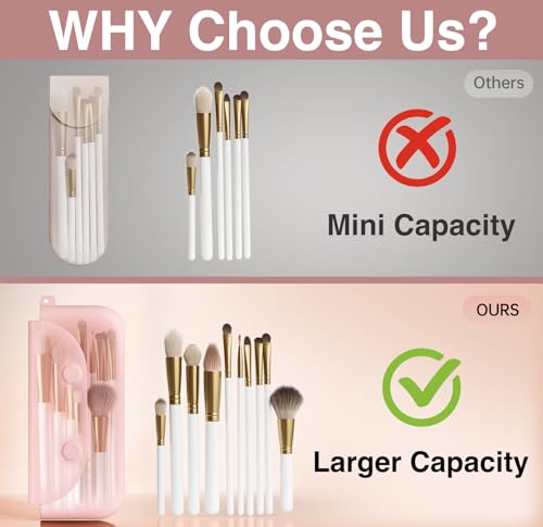 COOL-ANGLE Silicone Makeup Brush Holder And Beauty Sponge Case, Travel Makeup Brush Case With Magnetic Closure, Makeup Sponge Holder 2 In 1 Stand Storage For Quick Drying White - color: D03:White, style: Brush+sponge Holder