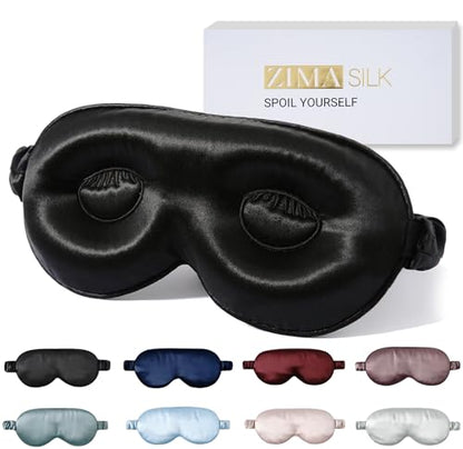 ZIMASILK Adjustable 22 Momme 100% Pure Mulberry Silk Sleep Mask - color: Black-adjustable