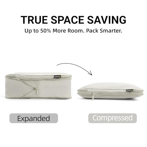 4 Piece Compression Packing Cubes for 3–7 Day Travel, Off White - color: Off White, size: 4 Pack