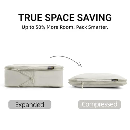 4 Piece Compression Packing Cubes for 3–7 Day Travel, Off White - color: Off White