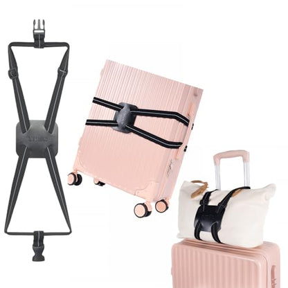 Luggage Straps for Suitcases, Travel Accessories to Connect Two Suitcase, Add A Bag Luggage Strap for Carry On Luggages Adjustable Buckle Belt (Black/Black-1pcs) - color: Black/Black-1pcs