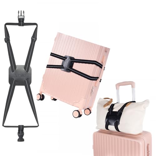 Luggage Straps for Suitcases, Travel Accessories to Connect Two Suitcase, Add A Bag Luggage Strap for Carry On Luggages Adjustable Buckle Belt (Black/Black-1pcs) - color: Black/Black-1pcs