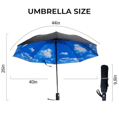 LLanxiry Compact Travel Umbrella, Windproof Automatic Umbrellas for Rain - color: (High clouds)