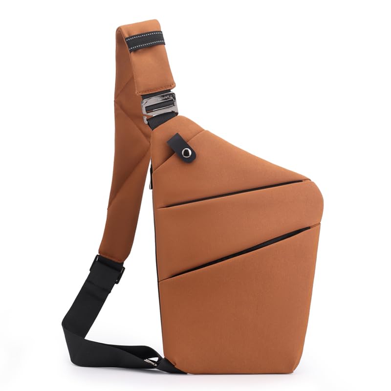 Anti Theft Travel Bag Sling Cross-body Bag Large Capacity - color: Brown, style: Left Shoulder