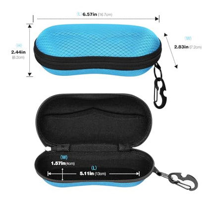 MoKo Semi Hard Shell Sunglasses Case, Unisex Protective Eyeglass Case Glasses Case Holder with Metal Hanging Hook - color: 인디고-에바, size: 1개입