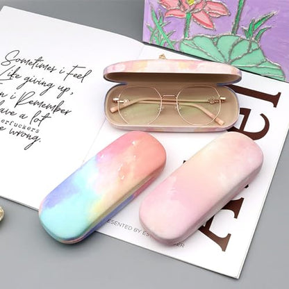 3 Pack Glass Cases Hard Shell, Portable Hard Eyeglasses Case Linen Fabrics Eyeglass Organizations for Women Girls - color: Classical