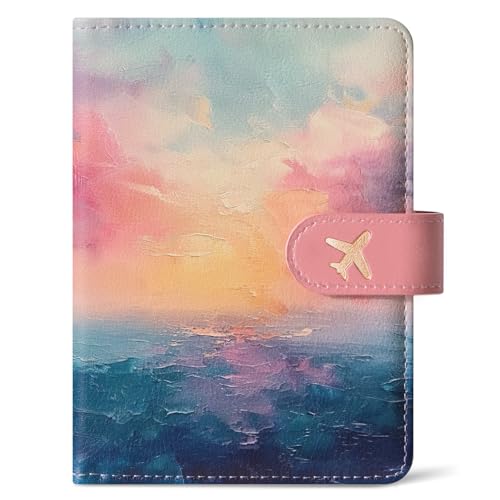 Passport Holder for Travel, RFID Blocking Wallet with Magnetic Closure - color: E-Sunrise