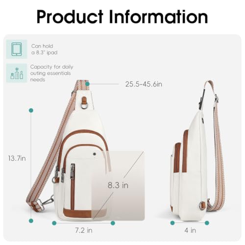 HomemeDiary Anti Theft Crossbody Bags for Women, RFID Sling Backpack Purse - color: White & Brown