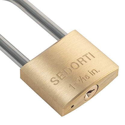 SEDORTI Weatherproof Padlock with Stainless Steel 304 Long Shackle and Solid Brass Body, 1-9/16 in. Wide, 8 Padlocks Keyed Alike, Marine Grade Rustproof Lock for Outdoors Use YNBSP840 - color: YNBSP840