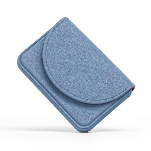 Business Card Holder，PU Leather Business Card Case Wallet Blue - color: Blue