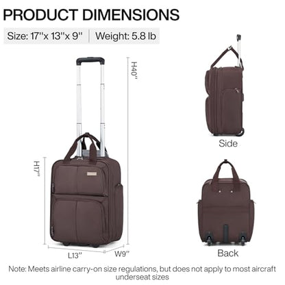 Hanke 16 Inch Expandable Carry on Luggage with 2 Wheels Airline Approved - color: Coffee, size: 16 Inch EXT
