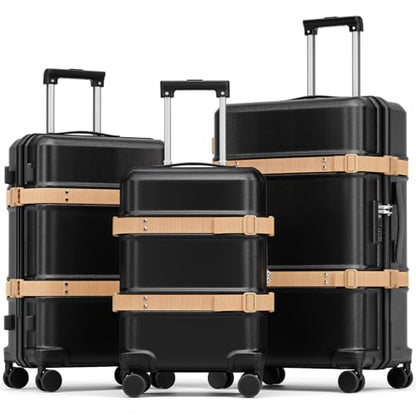 Joyway 3-Piece Hardside Luggage Set, 20 24 28 Inch, Black - color: Black