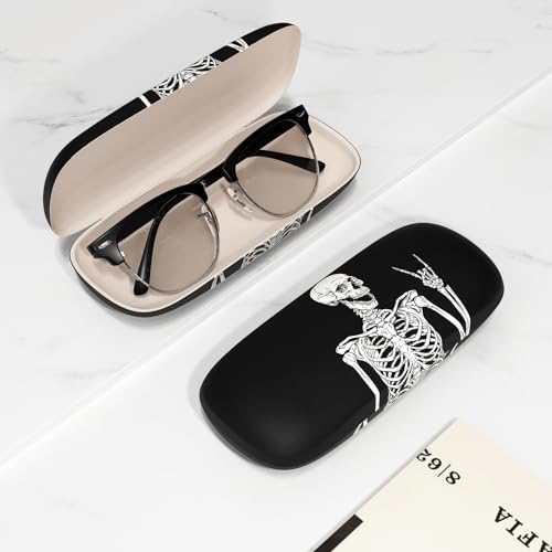 Eyeglasses Case, Portable Hard Shell Protective Case for Glasses, Eyeglass Holder Box for Women with Cleaning Cloth - color: Skeleton