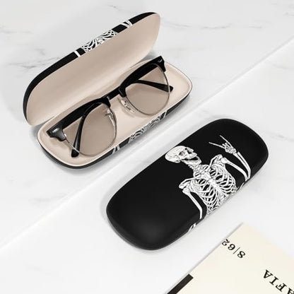 Eyeglasses Case, Portable Hard Shell Protective Case for Glasses, Eyeglass Holder Box for Women with Cleaning Cloth - color: Skeleton
