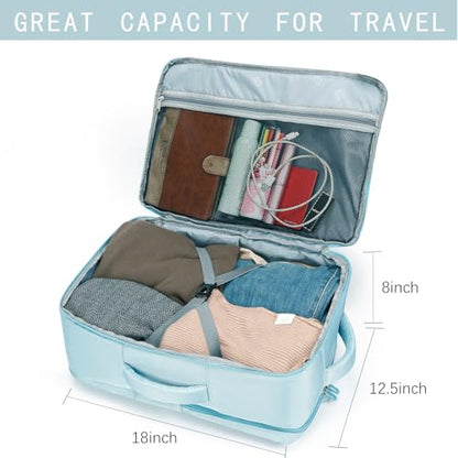 SHRRADOO Travel Backpackfor Women Men, with Storage Cosmetic Bag Set 3pcs - color: Light Blue