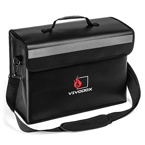 Fireproof Document Bag - Large (17" x 12" x 6") Fireproof Waterproof Storage for Binders, Legal Size Documents and Valuables, Heavy Duty Lightweight Briefcase for Home or Office