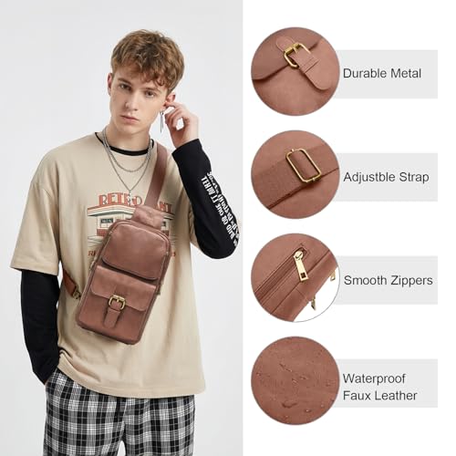 Sling Bag for Men and Women, Dark Brown - color: Dark Brown