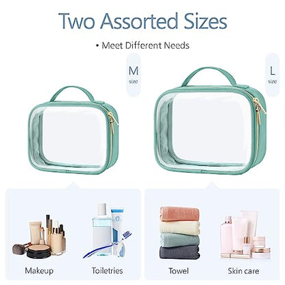 PACKISM Clear Makeup Bag Travel - TSA Approved Toiletry Bag, 2 Pack Green - color: 01 Turquoise Green, size: Full Vacation (Mixed Sizes)
