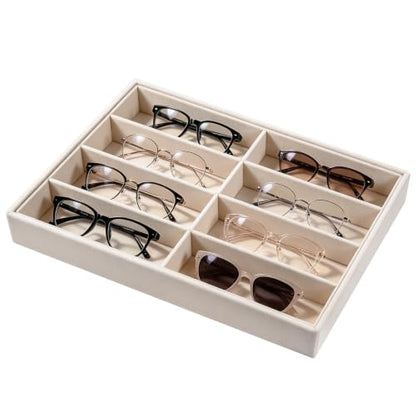 Velvet Sunglass Tray, Suitable For Dresser And Drawer, Beige - color: Beige