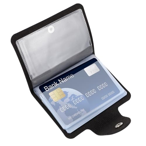 PU Leather Credit Card Organizer Slim (24 Small Cells for Memory Cards) Business Credit Card Book, Black Wallet Holder for Men Women, RFID Blocking Sleeve, Debit Cards Protector Organizer - color: Black
