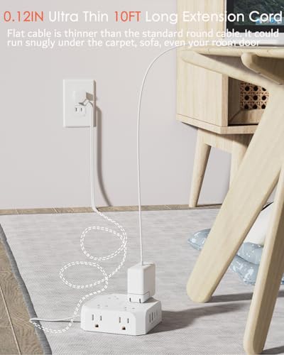 2 Prong Power Strip, WRXDMC 2 Prong to 3 Prong Outlet Adapter - size: 10FT White