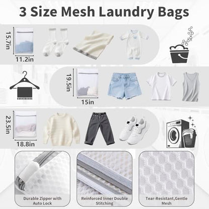 150L Laundry Bag Backpack with 3 Sizes Mesh Wash Bags and Shoulder Straps - color: White, size: 150L