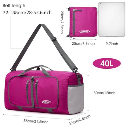 G4Free 40L Foldable Carry-on Travel Duffle Bag Packable Sports Gym Bag - color: Pink