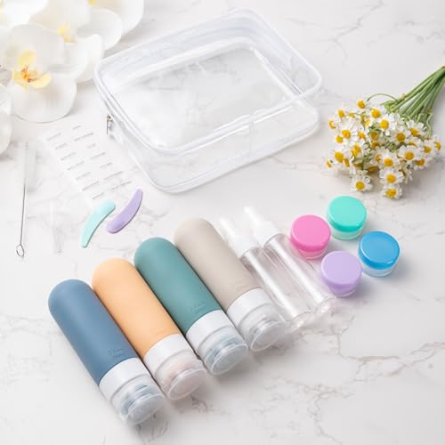 MODENGKONGJIAN 16 Pack Travel Bottles for Toiletries,TSA Approved Silicone Squeezable Travel Shampoo Bottles, 3oz Leak Proof Refillable Toiletry Cosmetic Containers（16 Pcs/Light Yellow） - color: 16PCS/Light Yellow