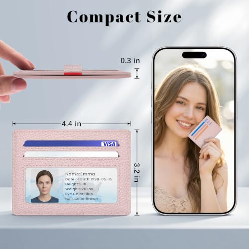 Airkit Small Slim ID Case, Womens Credit Card Holder Wallet, RFID Sleeve - color: Dusty Pink