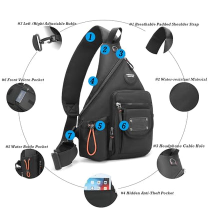 NICGID Sling Bag Backpack, 13.3'' 14.1'' Laptop Bag Crossbody Shoulder Chest Backpacks Travel Outdoors for Men Women - color: Grey-2555