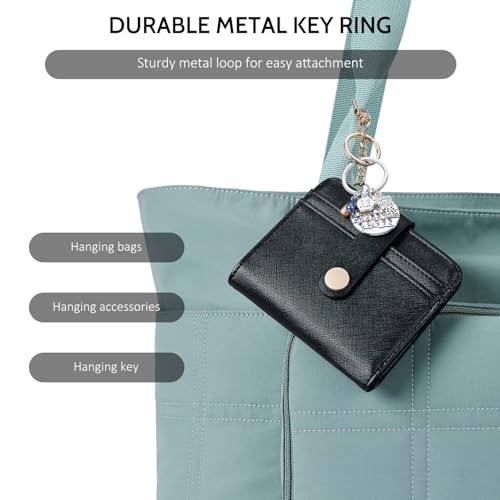 POIUGOYA Slim Wallet for Women RFID Card Holder Keychain - color: Classic Black