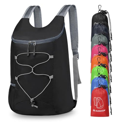 20L Small Hiking Backpack Lightweight Packable Daypack Black | Foldable Day Pack for Men Women Functional Style Small Outdoor Backpack Waterproof for Travel Camping Mountaineering - color: Black