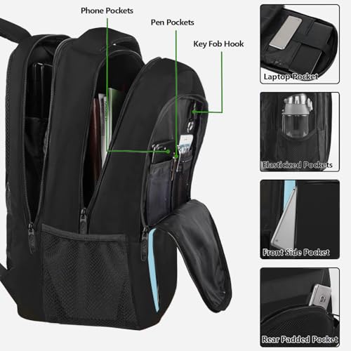 MATEIN Business Travel Laptop Backpack for Men, Anti Theft Slim Sturdy Bag - color: Black Blue, size: 15.6 Inch