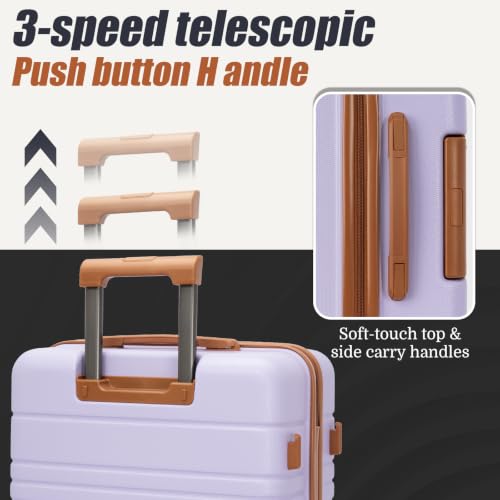 Cosbarn Luggage Sets 5 Piece, Hardshell Suitcase with Spinner Wheels - color: Purple