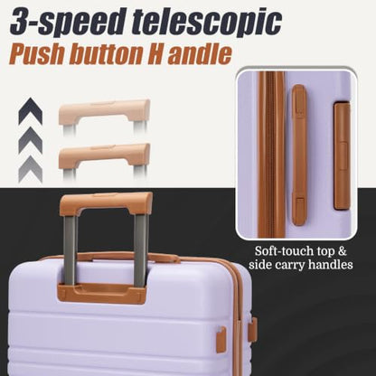 Cosbarn Luggage Sets 5 Piece, Hardshell Suitcase with Spinner Wheels - color: Purple