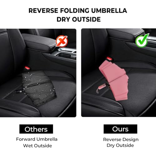 ZDSSM Inverted Umbrella for Rain, Compact Windproof Auto Open Close - color: Pink