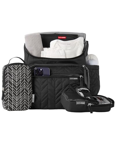 Skip Hop Diaper Bag Backpack: Forma, Multi-Function Baby Travel Bag with Changing Pad & Stroller Attachment, Jet Black - color: Black