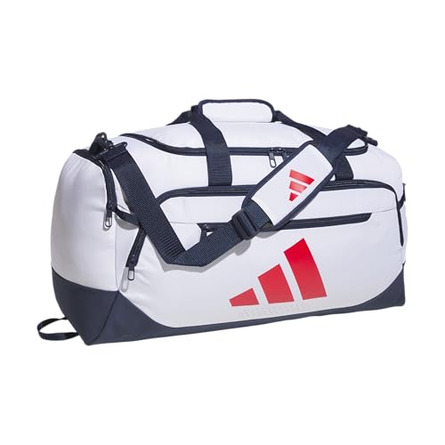 adidas Defender Duffel Bag - color: White/Night Indigo/Pure Ruby Red/Medium 59L, size: Medium (59L), style: Medium 59l
