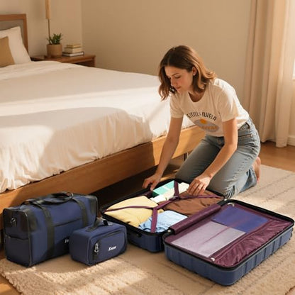 Eeeza Luggage Sets,5 Piece (20"/24"/28"/DB/TB) Blue - color: PorscheBlue